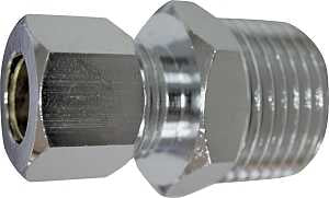 ProSource PMB-260LFB Water Supply Connector, 1/2 x 3/8 in, MIP x Compression, Brass, Chrome