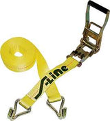Ancra 500 Series 557-WHK Strap, Ratchet Adjustment, 2 in W, 27 ft L, Polyester, Yellow, 3333 lb Working Load, Hook End
