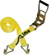 Ancra 500 Series 557-WHK Strap, Ratchet Adjustment, 2 in W, 27 ft L, Polyester, Yellow, 3333 lb Working Load, Hook End