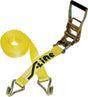 Ancra 500 Series 557-WHK Strap, Ratchet Adjustment, 2 in W, 27 ft L, Polyester, Yellow, 3333 lb Working Load, Hook End
