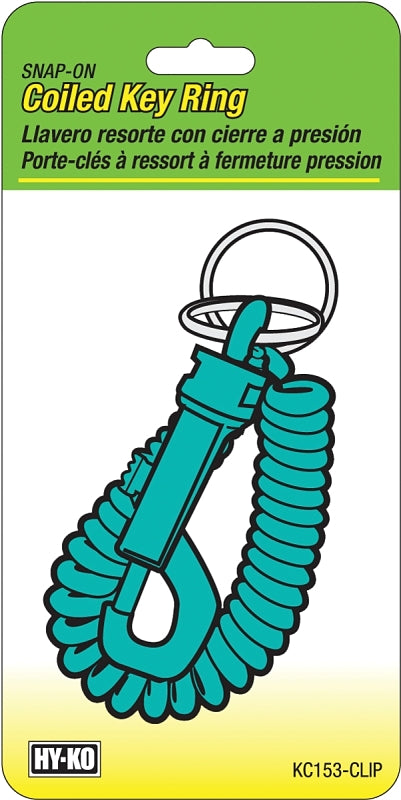 Hy-Ko KC153-CLIP Key Ring, Coiled, Includes: (1) Plastic Snap/Clip-Strip, Pack of 12