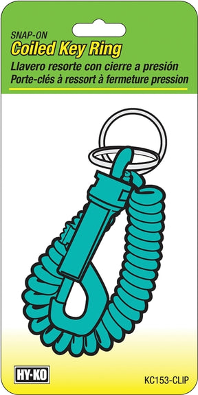 Hy-Ko KC153-CLIP Key Ring, Coiled, Includes: (1) Plastic Snap/Clip-Strip, Pack of 12