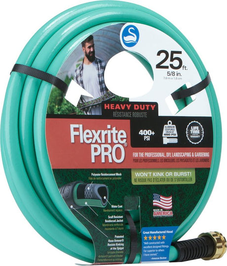Swan FlexritePRO CSNFXP58025 Heavy-Duty Garden Hose, 5/8 in, 25 ft L, Female, 9.8 gpm, Polyester