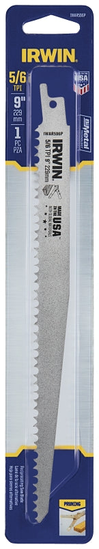 Irwin IWAR596P Reciprocating Saw Blade, 0.74 in W, 9 in L, 5/6 TPI, HSS Cutting Edge