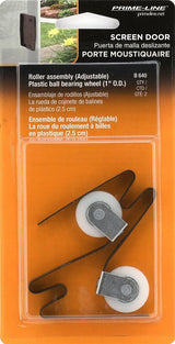 Prime-Line B 640 Adjustable Spring Tension Roller Assembly, 1 in Dia Roller, 1/4 in W Roller, Polyethylene Roller, Steel