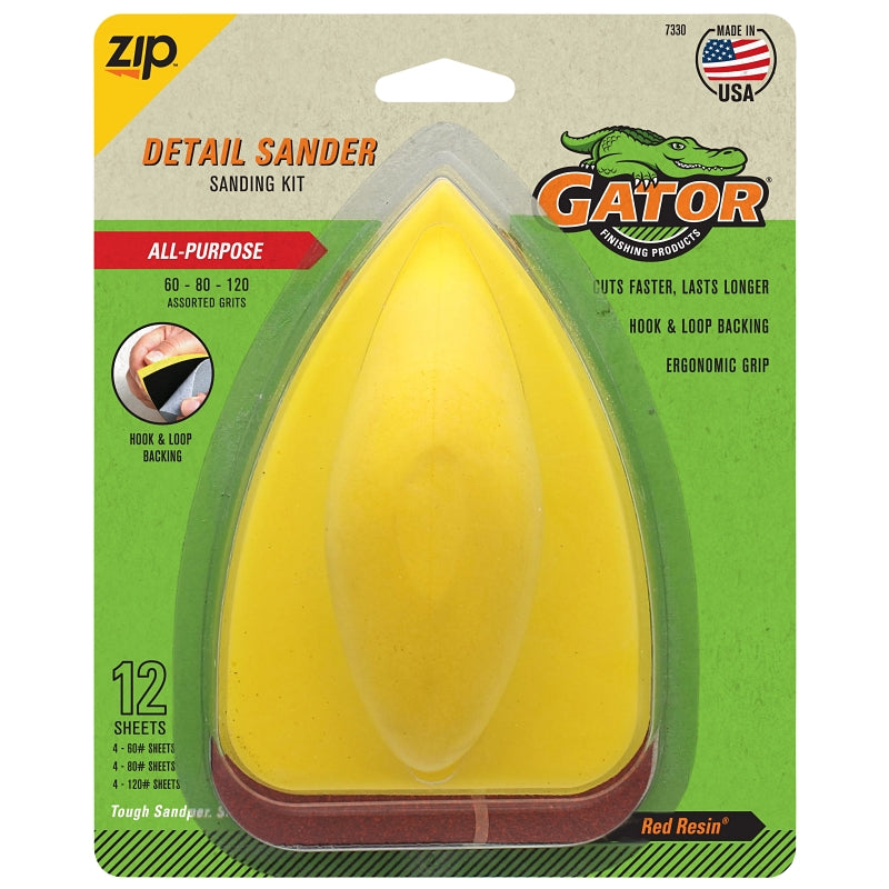 Gator Zip 7330 Sander Tool Kit, 5 in L, 3-1/2 in W, 50, 80, 120 Grit, Coarse, Fine, Medium