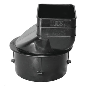 ADS 0364AA Single Wall Downspout Adapter, 3 x 2-1/4 x 2-1/2 in Connection, Pipe End, Polyethylene, Black