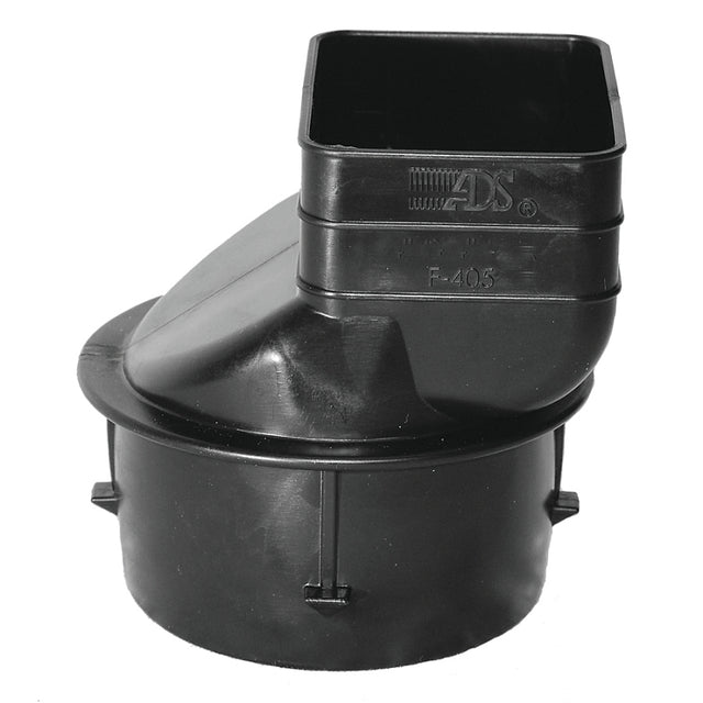 ADS 0364AA Single Wall Downspout Adapter, 3 x 2-1/4 x 2-1/2 in Connection, Pipe End, Polyethylene, Black