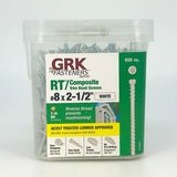 GRK Fasteners RT 16630 Screw, #8 Thread, 2-1/2 in L, Reverse Thread, Trim Head, Star Drive, Zip-Tip Point, Steel, 505 PK