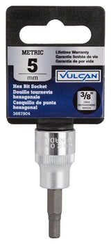 Vulcan 3506005220 Hex Bit Socket, 5 mm Tip, 3/8 in Drive, Chrome, 1-7/8 in OAL