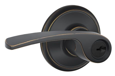 Schlage F Series F51VMER716 Entry Lever, Mechanical Lock, Aged Bronze, Metal, Residential, 2 Grade