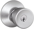 Schlage F Series F51VBEL626 Entry Knob, Satin Chrome, C Keyway, Commercial, Residential, 2 Grade, Universal Hand