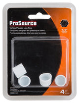 ProSource FE-50611-PS Furniture Leg Tip, Round, Plastic, White, 1/2 in Dia, 5/8 in H