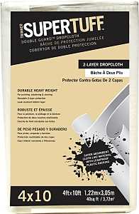 Trimaco SUPERTUFF Double Guard 02602 Drop Cloth, 10 ft L, 4 ft W, Paper, White
