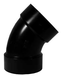 IPEX 027244 Pipe Elbow, 4 in, Hub, 45 deg Angle, ABS, SCH 40 Schedule