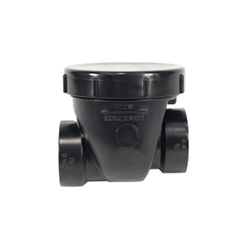 IPEX 17009 Backwater Valve with Threaded Cap, 1-1/2 in, Hub x Hub x MPT, ABS Body