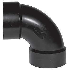 IPEX 027131 Pipe Elbow, 1-1/2 in, Hub, 90 deg Angle, ABS, Black, SCH 40 Schedule