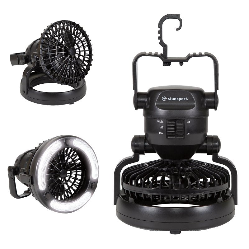 Stansport 450 Lantern and Fan Combo, 18-Lamp, LED Lamp, 40 Lumens Lumens, 240 hr Max Runtime, Black, Pack of 3