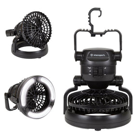 Stansport 450 Lantern and Fan Combo, 18-Lamp, LED Lamp, 40 Lumens Lumens, 240 hr Max Runtime, Black, Pack of 3