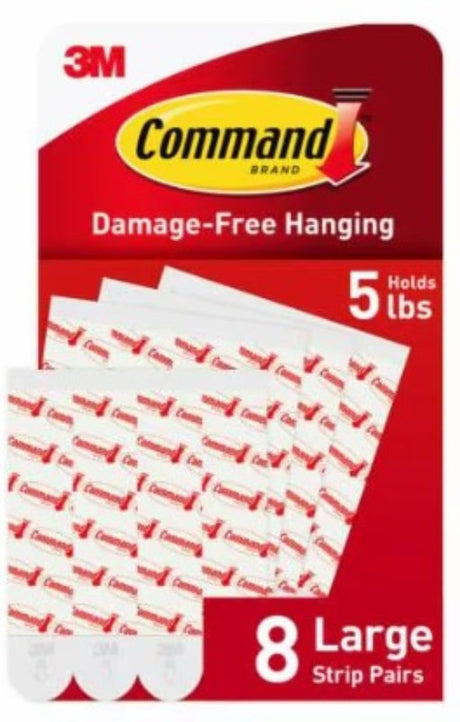 Command 17023-8ESF Large Replacement Strip, 0.747 in W, 3.643 in L, 1/2 in Thick, Foam Backing, White, 2.2 kg