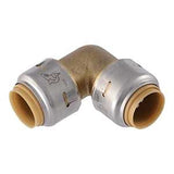 SharkBite U248A Pipe Elbow, 1/2 x 1/2 in, 90 deg Angle, Brass, 200 psi Pressure