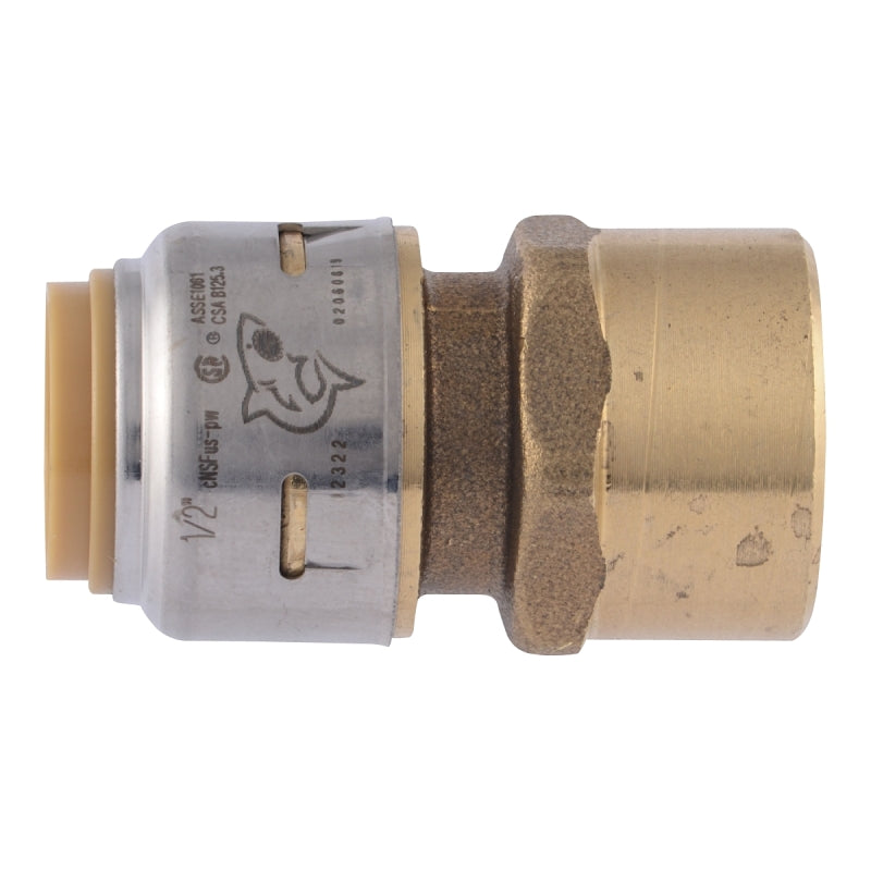 SharkBite UR072A4 Adapter, 1/2 in, FNPT, Brass, 250 psi Pressure