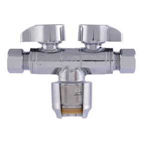 SharkBite Max Series URDS123838 Dual Outlet Stop Ball Valve, 1/2 x 3/8 x 3/8 in Connection, 125 psi Pressure