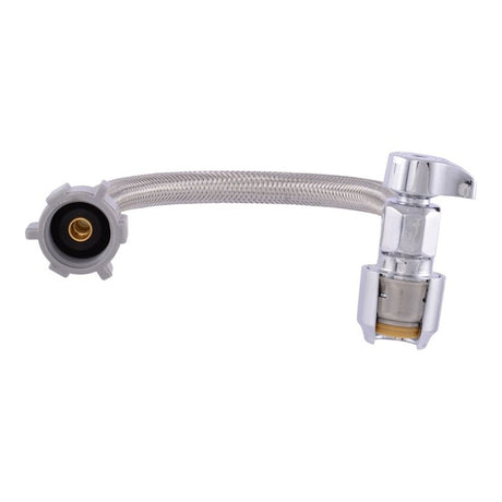 Cash Acme ClickSeal 24656 Braided Toilet Connector, Flexible, 1/2 in Inlet, Ballcock Inlet, 7/8 in Outlet, 12 in L
