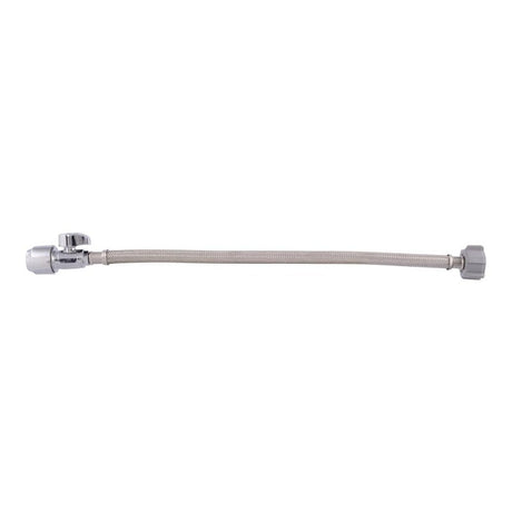 SharkBite UR24686 Toilet Connector with Straight Stop Valve, 1/2 in Inlet, PTC Inlet, 7/8 in Outlet, Ballcock Outlet