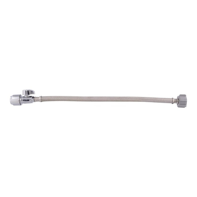 SharkBite UR24686 Toilet Connector with Straight Stop Valve, 1/2 in Inlet, PTC Inlet, 7/8 in Outlet, Ballcock Outlet