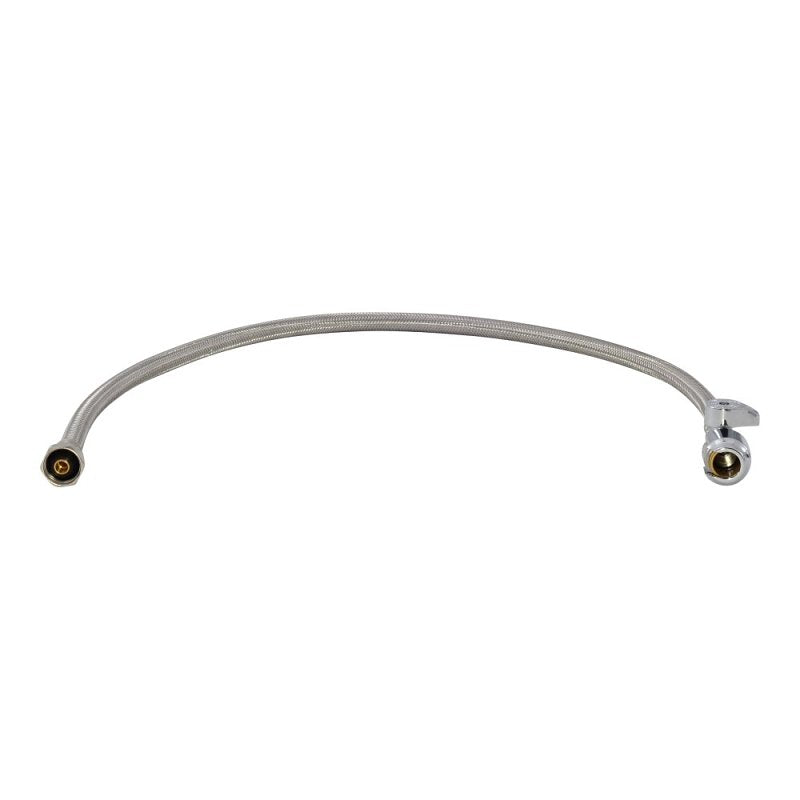 SharkBite UR24687 Braided Faucet Connector with Straight Stop Valve, 1/2 in Inlet, Push-Fit Inlet, 1/2 in Outlet, 30 in Length
