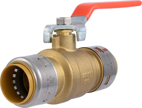 SharkBite Max Series UR22223A Ball Valve, 1 in Connection, Push-To-Connect, 400 psi Pressure, Brass/Stainless Steel Body