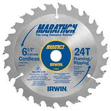 Irwin Marathon 24029 Circular Saw Blade, 6-1/2 in Dia, 5/8 in Arbor, 24-Teeth, Carbide Cutting Edge, Pack of 3