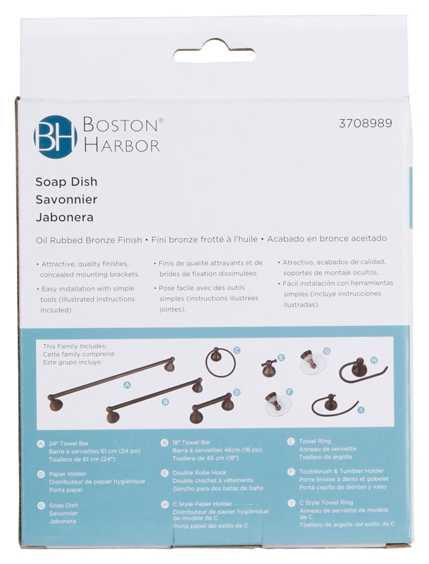 Boston Harbor L5059P-50-10-3L Soap Dish, Wall, Acrylic/Zinc, Oil-Rubbed Bronze