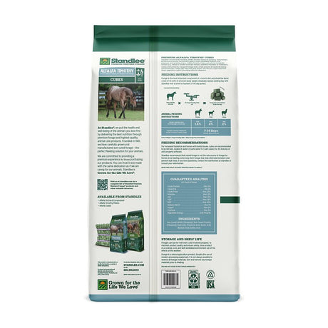Standlee 1580-40101-0-0 Forage Grass, Cube, Alfalfa, Timothy Flavor, 40 lb Bag