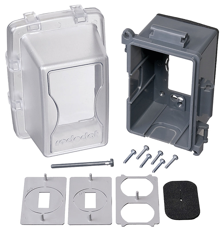 Red Dot CKPL Cover, Lockable, 6-5/32 in L, 4-11/16 in W, Rectangular, 1-Gang, Polycarbonate, Clear
