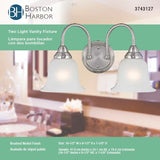 Boston Harbor LYB130928-2VL-BN Wall Sconce, 60 W, 2-Lamp, A19 or CFL Lamp, Steel Fixture, Brushed Nickel Fixture