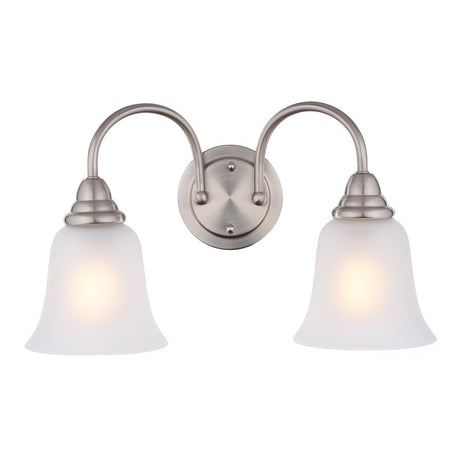 Boston Harbor LYB130928-2VL-BN Wall Sconce, 60 W, 2-Lamp, A19 or CFL Lamp, Steel Fixture, Brushed Nickel Fixture