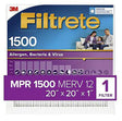 Filtrete 2002-4 Air Filter, 20 in L, 20 in W, 12 MERV, 1500 MPR, For: Air Conditioner, Furnace and HVAC System, Pack of 4