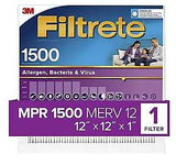 Filtrete 2010-4 Air Filter, 12 in L, 12 in W, 12 MERV, 1500 MPR, For: Air Conditioner, Furnace and HVAC System, Pack of 4