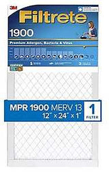 Filtrete UT20-4 Premium Air Filter, 12 in L, 24 in W, 13 MERV, 1900 MPR, Pack of 4