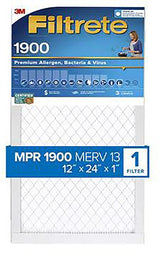 Filtrete UT20-4 Premium Air Filter, 12 in L, 24 in W, 13 MERV, 1900 MPR, Pack of 4