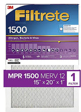 Filtrete 2006DC-4 Air Filter, 20 in L, 15 in W, 12 MERV, 1500 MPR, For: Air Conditioner, Furnace and HVAC System, Pack of 4
