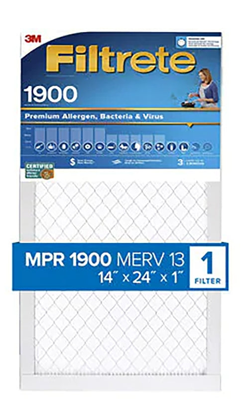 Filtrete UA23DC-4 Air Filter, 24 in L, 14 in W, 13 MERV, 1900 MPR, For: Air Conditioner, Furnace and HVAC System, Pack of 4