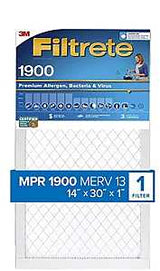 Filtrete UA24DC-4 Air Filter, 30 in L, 14 in W, 13 MERV, 1900 MPR, For: Air Conditioner, Furnace and HVAC System, Pack of 4