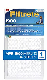 Filtrete UA24DC-4 Air Filter, 30 in L, 14 in W, 13 MERV, 1900 MPR, For: Air Conditioner, Furnace and HVAC System, Pack of 4