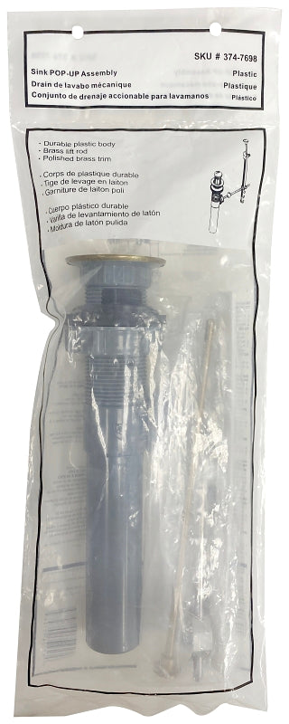 ProSource 20906 Sink Pop-up Assembly, Polished Brass