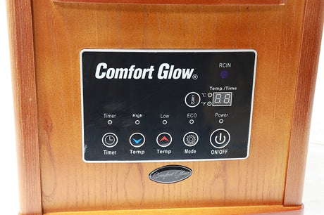Comfort Glow Quartz Electric Heater, 15A, 120V, 1500W, 5120 BTU, 8 Elements, Auburn Oak Wood Cabinet