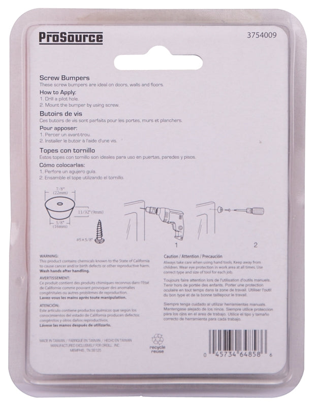 ProSource FE-50660-PS Furniture Leg Tip, Round, Rubber, Black, 7/8 in Dia, 11/32 in H