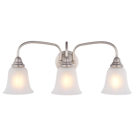 Boston Harbor LYB130928-3VL-BN Vanity Light Fixture, 60 W, 3-Lamp, CFL Lamp, Steel Fixture, Brushed Nickel Fixture